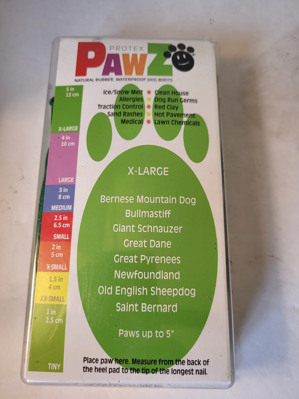 PAWZ Rubber Dog Boots X-Large Green - Waterproof Reusable NIP